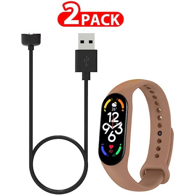 MARGOUN 2 Pack for Xiaomi mi band 7 Strap Silicone Watch Band with Charger Cable Magnetic USB Fast Charger -12