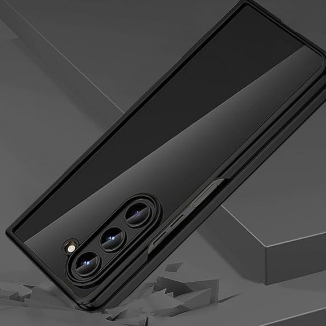 MARGOUN For Samsung Galaxy Z Fold 5 Case Slim Lightweight Electroplated Frame Folding Shockproof Protection Hard Cover (Z Fold 5 Black)