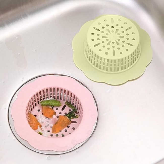MARGOUN 2 Pack Sink Filter Hard Plastic Strainer Drain Hair Catcher, Flower Bathroom Shower Sink Stopper Filter for Kitchen Bathroom Tub (2 pack A)