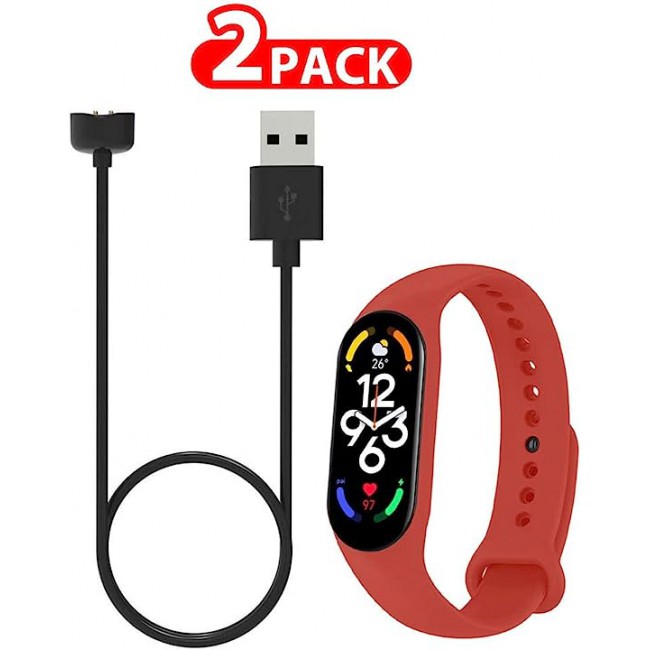 MARGOUN 2 Pack for Xiaomi mi band 7 Strap Silicone Watch Band with Charger Cable Magnetic USB Fast Charger -19