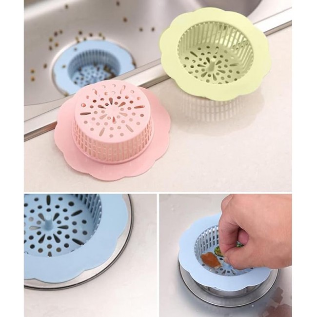 MARGOUN 2 Pack Sink Filter Hard Plastic Strainer Drain Hair Catcher, Flower Bathroom Shower Sink Stopper Filter for Kitchen Bathroom Tub (2 pack B)