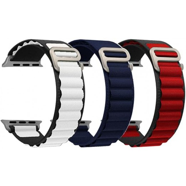 MARGOUN 3 Pack For Apple Watch Band 41mm 40mm 38mm Nylon Band, Solo Loop Rugged Strap with G‑Hook for iWatch Series 8 7 6 5 4 3 2 1 SE - C03