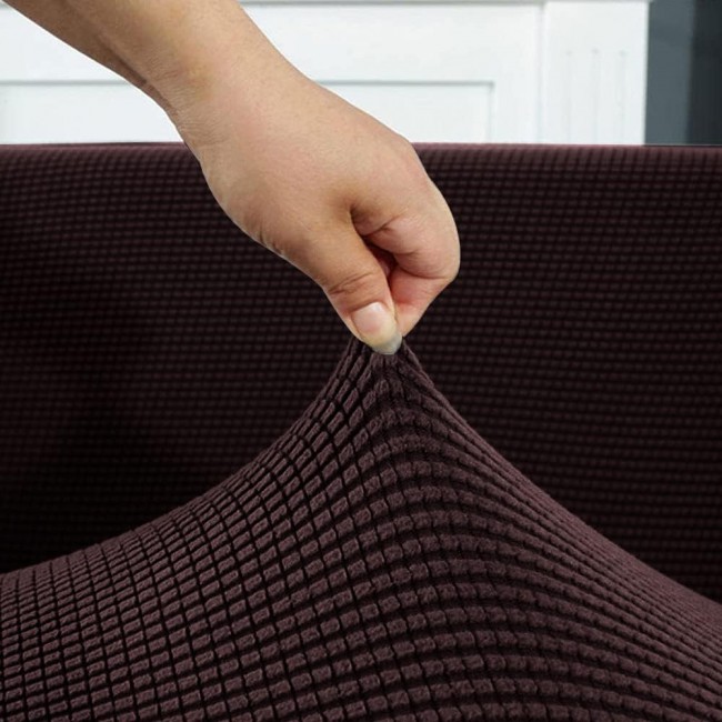 MARGOUN Thick Couch Covers Sectional Sofa Stretch Slipcover Living Room Dogs Pets, Washable Durable Furniture Protector (90 x 140 cm, Dark Brown)