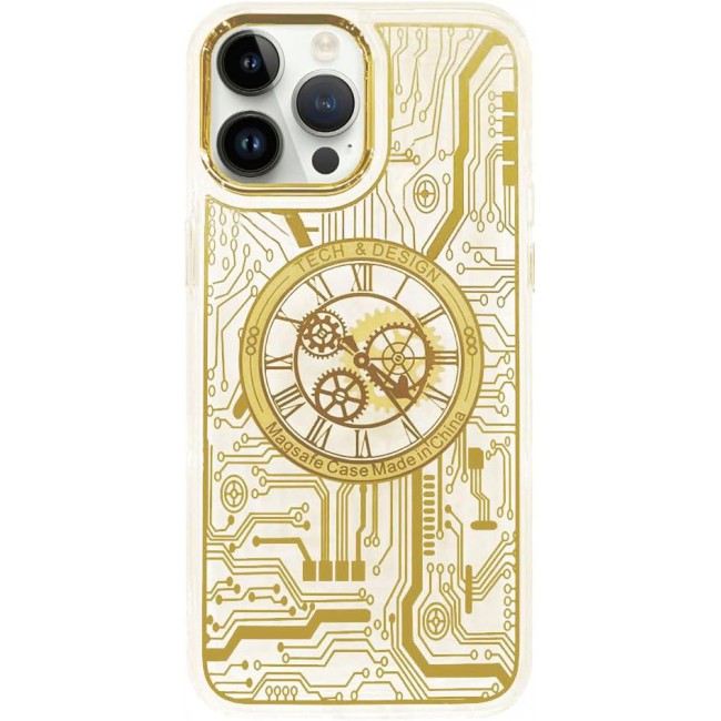 JOWAY for iPhone 13 Pro Max Chronograph Case Magsafe Ultra Slim Shockproof Transparent Cover - Yellow