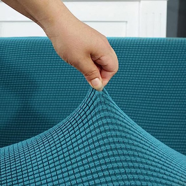 MARGOUN Thick Couch Covers Sectional Sofa Stretch Slipcover Living Room Dogs Pets, Washable Durable Furniture Protector (145 x 185 cm, Lagoon Blue)