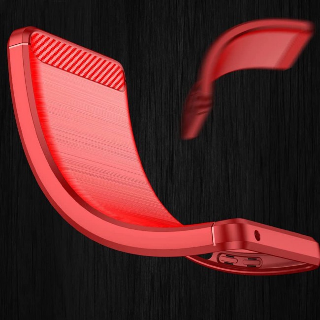 MARGOUN For Case Brushed Texture Carbon Fiber TPU Cover Anti-Fingerprints (Pixel 7, Red)