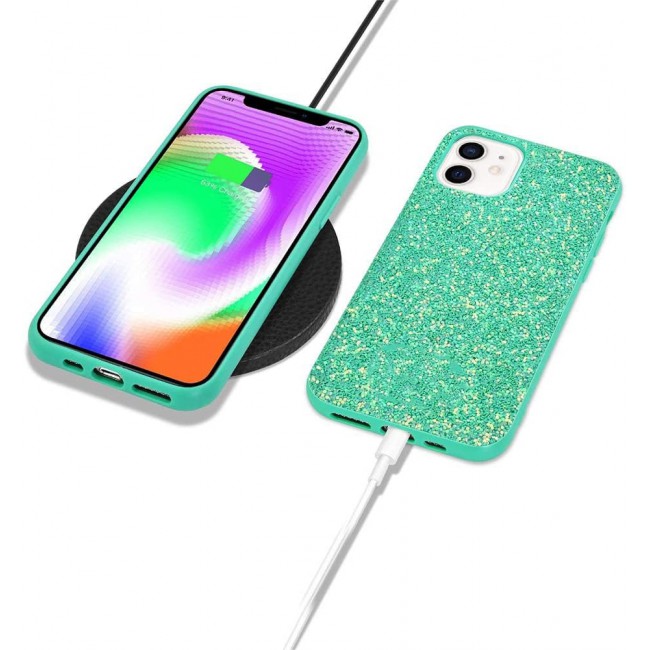 MARGOUN for iPhone 12 Case Glitter Shiny Case Girls Women Luxurious Leather Cover (iPhone 12, Green)