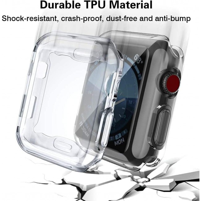 MARGOUN 2 Pack Case for Apple Watch 38mm Series 1 2 3 Soft TPU HD Clear Ultra-Thin Overall Protective Cover Case Full Coverage (38mm)