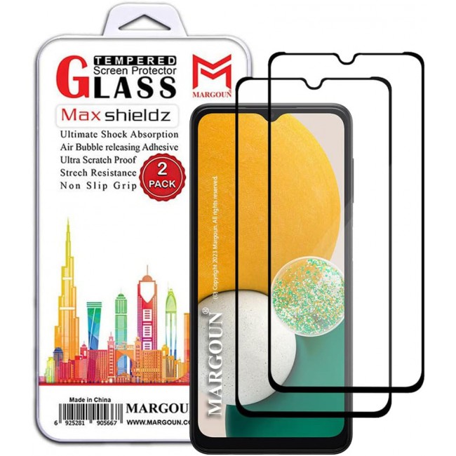 MARGOUN 2 Pack for Samsung Galaxy A13 5G Screen Protector Side Black Tempered Glass 9H Hardness Anti Finger-Print