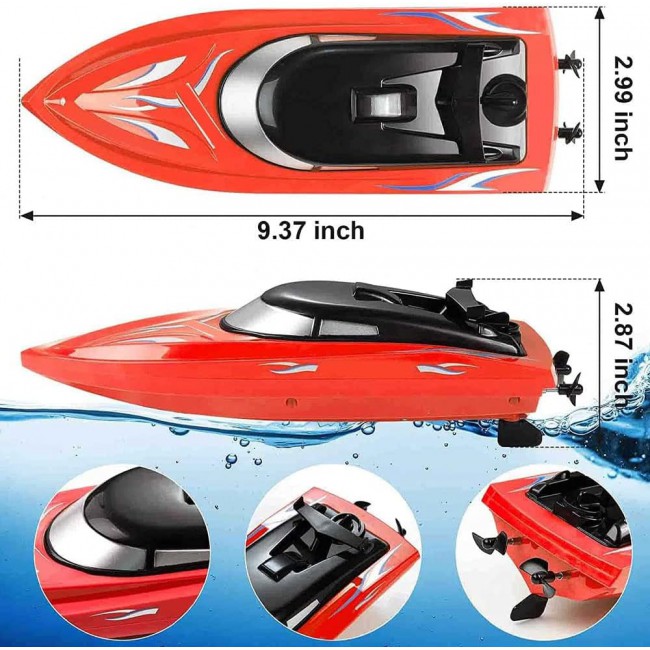 MARGOUN Remote Control Racing Boat For Kids Summer Water Toy 2.4G Long Lasting Remote (RED)