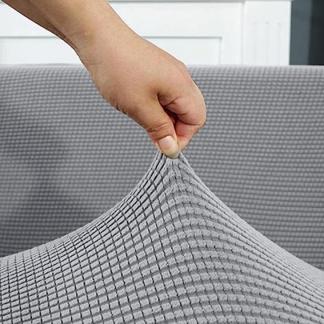 MARGOUN Thick Couch Covers Sectional Sofa Stretch Slipcover Living Room Dogs Pets, Washable Durable Furniture Protector (145 x 185 cm, Light Grey)