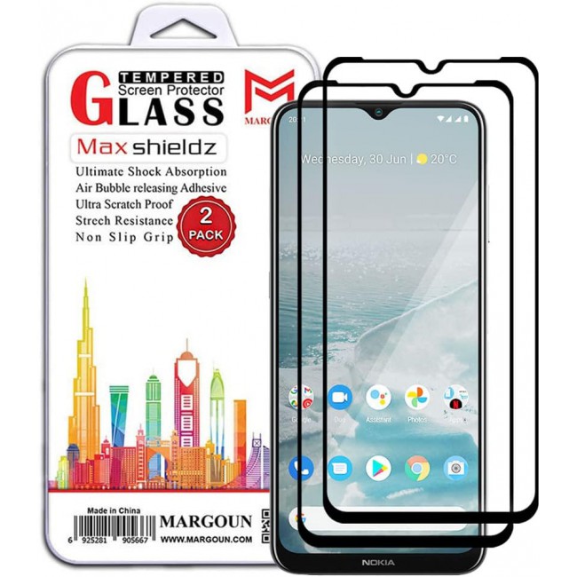 MARGOUN 2 Pack for Nokia G20 Screen Protector Side Black Tempered Glass 9H Hardness Anti Finger-Print