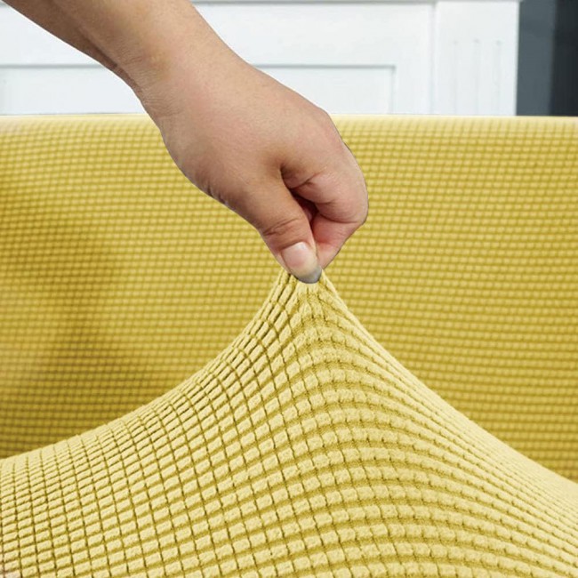 MARGOUN Thick Couch Covers Sectional Sofa Stretch Slipcover Living Room Dogs Pets, Washable Durable Furniture Protector (90 x 140 cm, Mustard)
