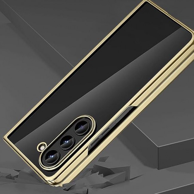 MARGOUN For Samsung Galaxy Z Fold 5 Case Slim Lightweight Electroplated Frame Folding Shockproof Protection Hard Cover (Z Fold 5 Gold)