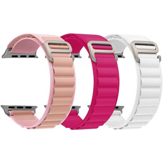 MARGOUN 3 Pack For Apple Watch Band 41mm 40mm 38mm Nylon Band, Solo Loop Rugged Strap with G‑Hook for iWatch Series 8 7 6 5 4 3 2 1 SE - C01