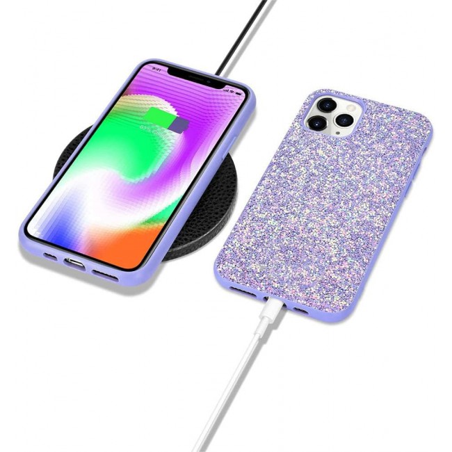 MARGOUN for iPhone 12 Pro Case Glitter Shiny Case Girls Women Luxurious Leather Cover (iPhone 12 Pro, Purple)