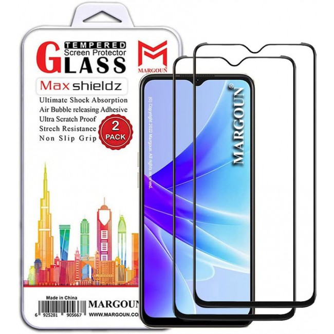MARGOUN 2 Pack for Oppo A77s Screen Protector Side Black Tempered Glass 9H Hardness Anti Finger-Print