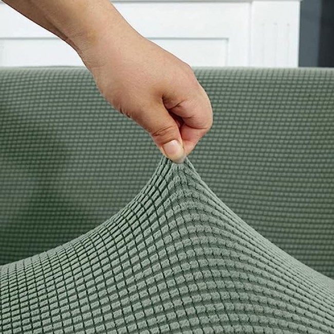 MARGOUN Thick Couch Covers Sectional Sofa Stretch Slipcover Living Room Dogs Pets, Washable Durable Furniture Protector (145 x 185 cm, Cypress Green)