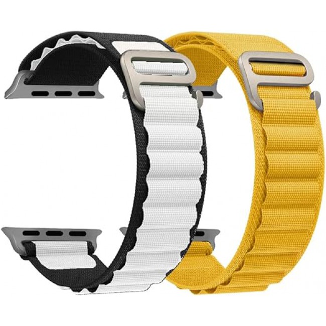 MARGOUN 2 Pack For Apple Watch Band 41mm 40mm 38mm Nylon Band, Solo Loop Rugged Strap with G‑Hook for iWatch Series 8 7 6 5 4 3 2 1 SE - B07