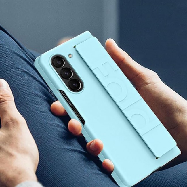 MARGOUN For Samsung Galaxy Z Fold 5 Case Silicone Grip Cover with Wrist Strap Holder (Sky blue)