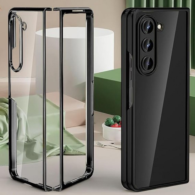 MARGOUN For Samsung Galaxy Z Fold 5 Case Slim Lightweight Electroplated Frame Folding Shockproof Protection Hard Cover (Z Fold 5 Black)