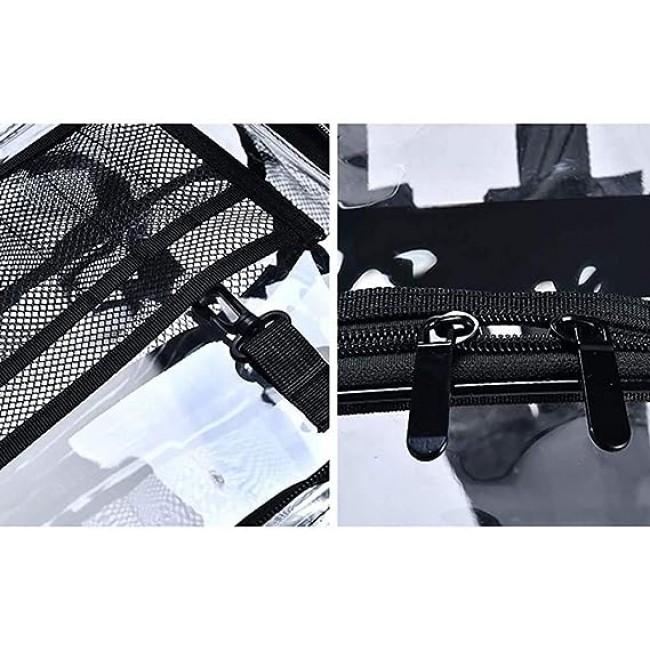 MARGOUN Small Capacity Clear Backpack PVC Waterproof Heavy Duty See Through Backpack Bookbag School Bag with Adjustable Straps 35*30*10cm - Black
