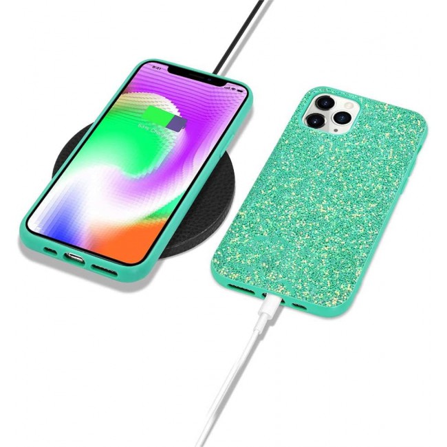 MARGOUN for iPhone 12 Pro Case Glitter Shiny Case Girls Women Luxurious Leather Cover (iPhone 12 Pro, Green)