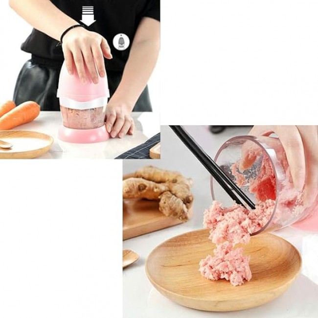 MARGOUN Mini Chopper Blender Smoothie Maker Food Chopper for Vegetables,Fruit and Nuts Chopping/Blending/Grinding With High/Low Speed (Pink, ABS)