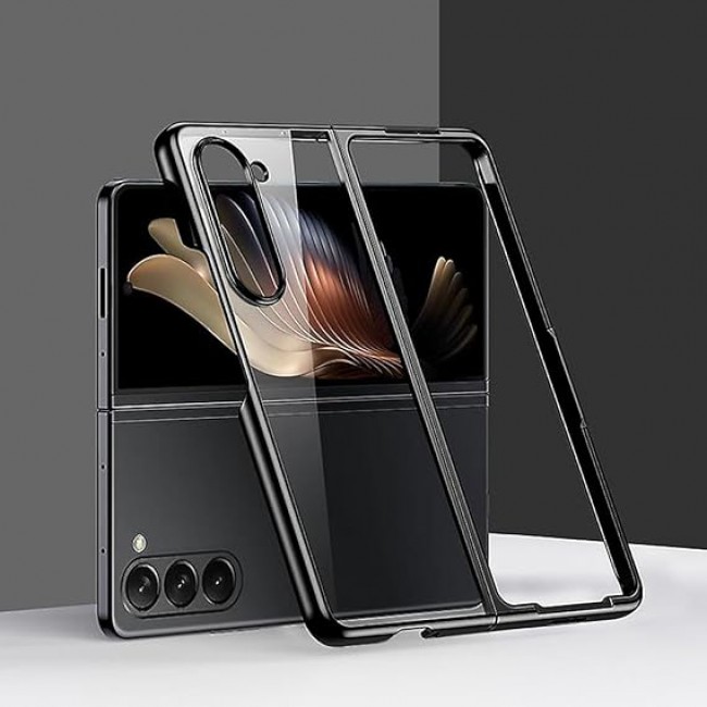 MARGOUN For Samsung Galaxy Z Fold 5 Case Slim Lightweight Electroplated Frame Folding Shockproof Protection Hard Cover (Z Fold 5 Black)