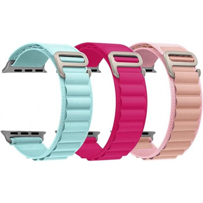 MARGOUN 3 Pack For Apple Watch Band 41mm 40mm 38mm Nylon Band, Solo Loop Rugged Strap with G‑Hook for iWatch Series 8 7 6 5 4 3 2 1 SE - C02