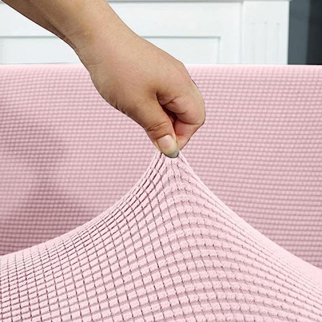 MARGOUN Thick Couch Covers Sectional Sofa Stretch Slipcover Living Room Dogs Pets, Washable Durable Furniture Protector (145 x 185 cm, pink)