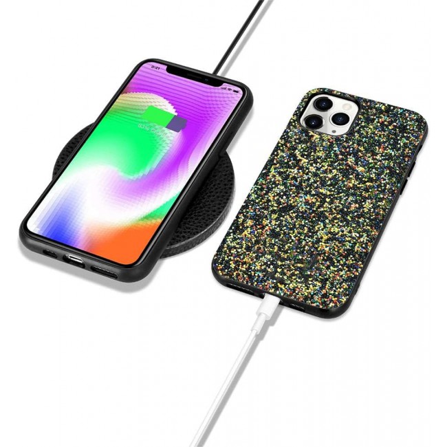 MARGOUN for iPhone 12 Pro Case Glitter Shiny Case Girls Women Luxurious Leather Cover (iPhone 12 Pro, Black Multi)