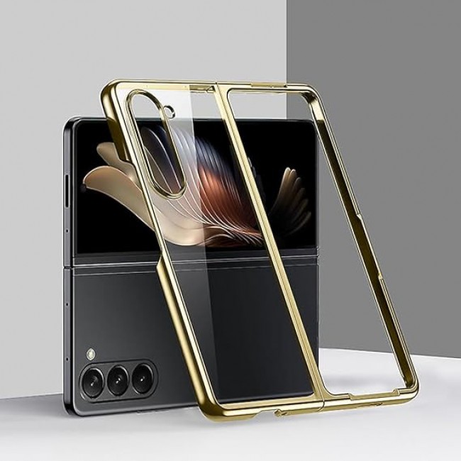 MARGOUN For Samsung Galaxy Z Fold 5 Case Slim Lightweight Electroplated Frame Folding Shockproof Protection Hard Cover (Z Fold 5 Gold)