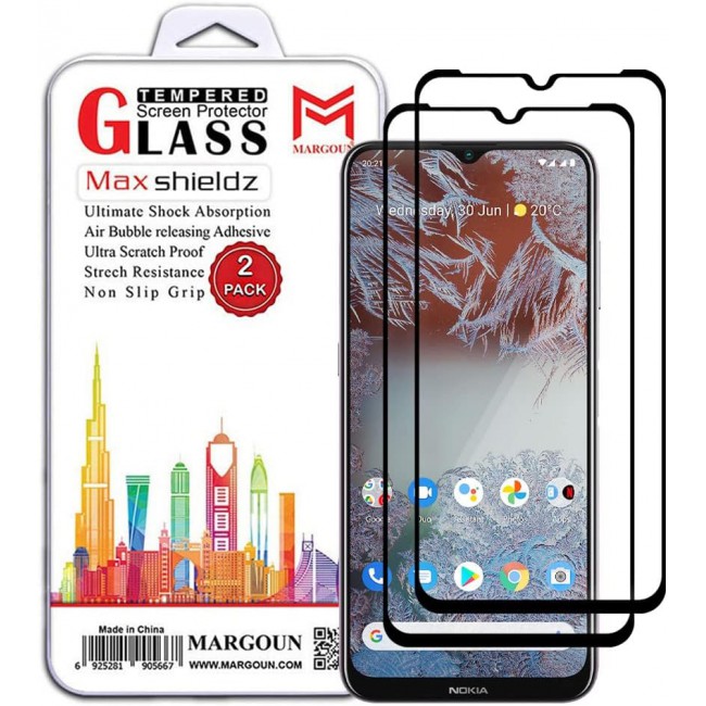MARGOUN 2 Pack for Nokia G10 Screen Protector Side Black Tempered Glass 9H Hardness Anti Finger-Print