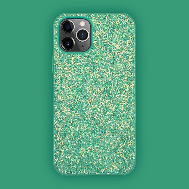 MARGOUN for iPhone 12 Pro Case Glitter Shiny Case Girls Women Luxurious Leather Cover (iPhone 12 Pro, Green)