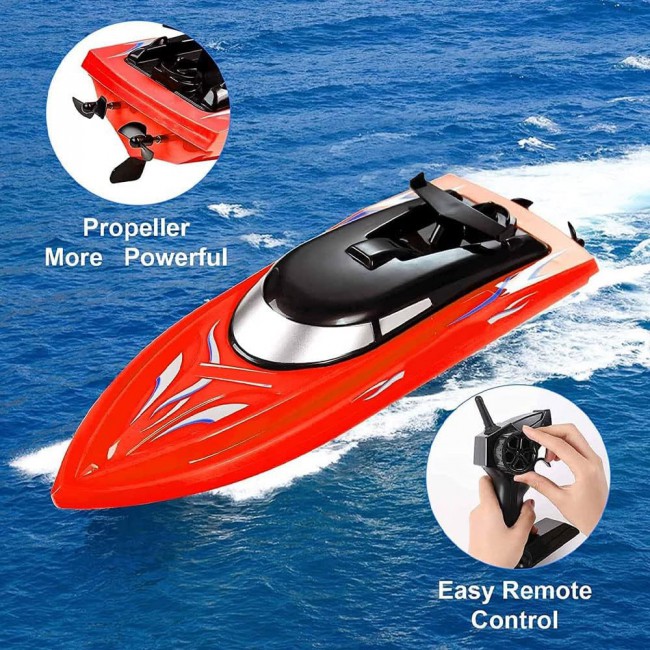 MARGOUN Remote Control Racing Boat For Kids Summer Water Toy 2.4G Long Lasting Remote (RED)
