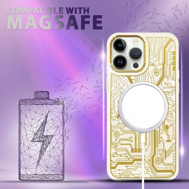 JOWAY for iPhone 13 Pro Max Chronograph Case Magsafe Ultra Slim Shockproof Transparent Cover - Yellow