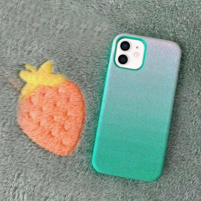 MARGOUN for iPhone 12 Case Glitter Shiny Case Girls Women Luxurious Leather Cover (iPhone 12, Green White)