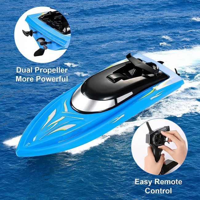 MARGOUN Remote Control Racing Boat For Kids Summer Water Toy 2.4G Long Lasting Remote (BLUE)