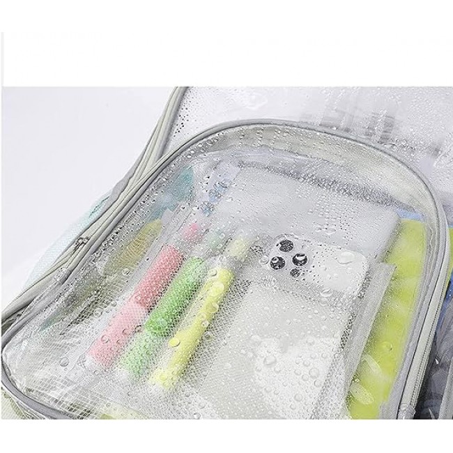 MARGOUN Small Capacity Clear Backpack PVC Waterproof Heavy Duty See Through Backpack Bookbag School Bag with Adjustable Straps 35*30*10cm - Silver