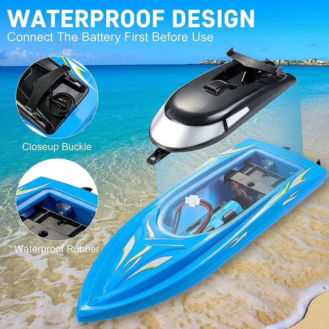 MARGOUN Remote Control Racing Boat For Kids Summer Water Toy 2.4G Long Lasting Remote (BLUE)