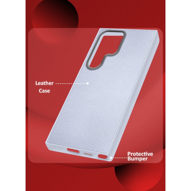 CATANES (for Samsung Galaxy S24 Ultra) Case Cover Leather Case with Lens Frame Shockproof Full Body Protective Cover Light Blue