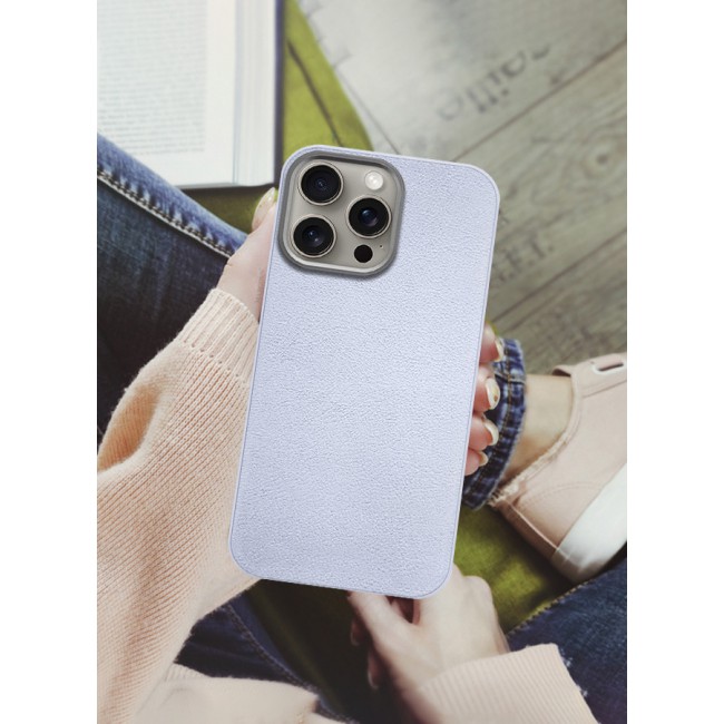MARGOUN for iPhone 15 Pro Max Case Cover Leather Case with Lens Frame Shockproof Full Body Protective Cover Light Blue