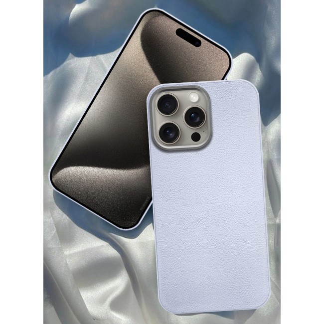 MARGOUN for iPhone 15 Pro Max Case Cover Leather Case with Lens Frame Shockproof Full Body Protective Cover Light Blue