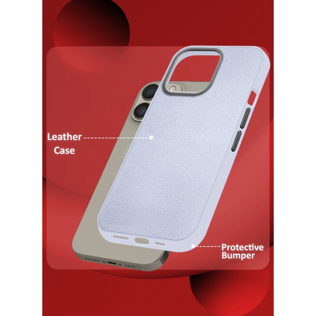 MARGOUN for iPhone 15 Pro Max Case Cover Leather Case with Lens Frame Shockproof Full Body Protective Cover Light Blue