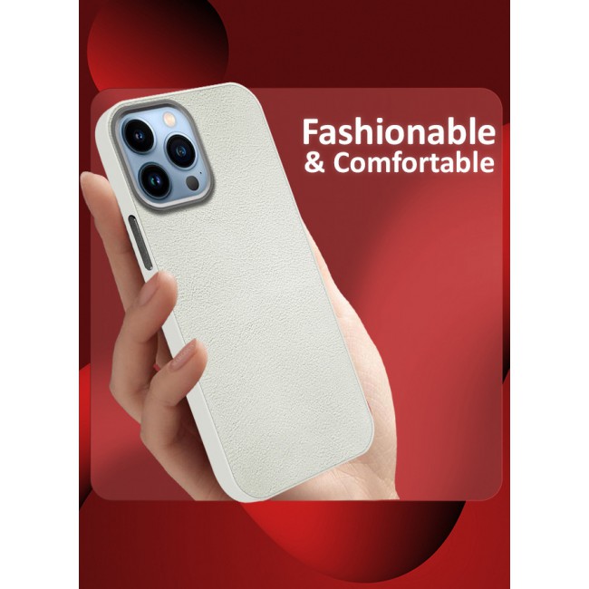 MARGOUN for iPhone 13 Pro Max 3 Pack Case Cover and 2 Screen Protectors Leather Case with Lens Frame Shockproof Full Body Protective Cover White