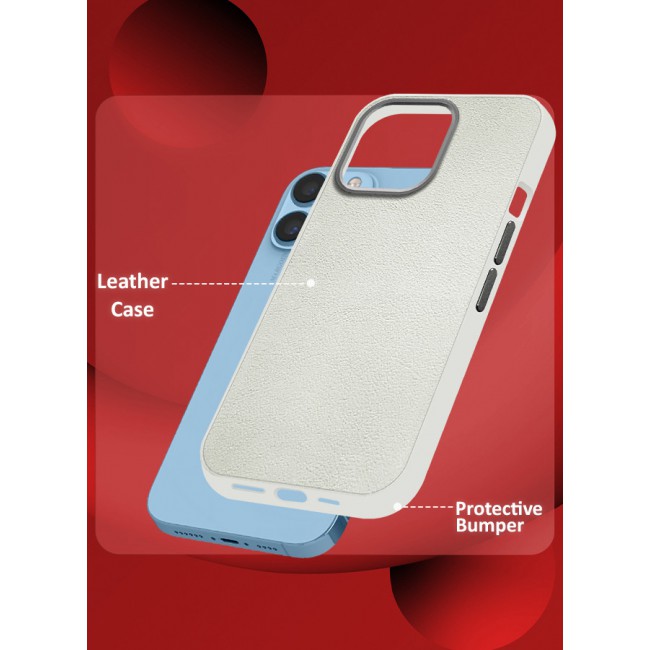 MARGOUN for iPhone 13 Pro Max 3 Pack Case Cover and 2 Screen Protectors Leather Case with Lens Frame Shockproof Full Body Protective Cover White