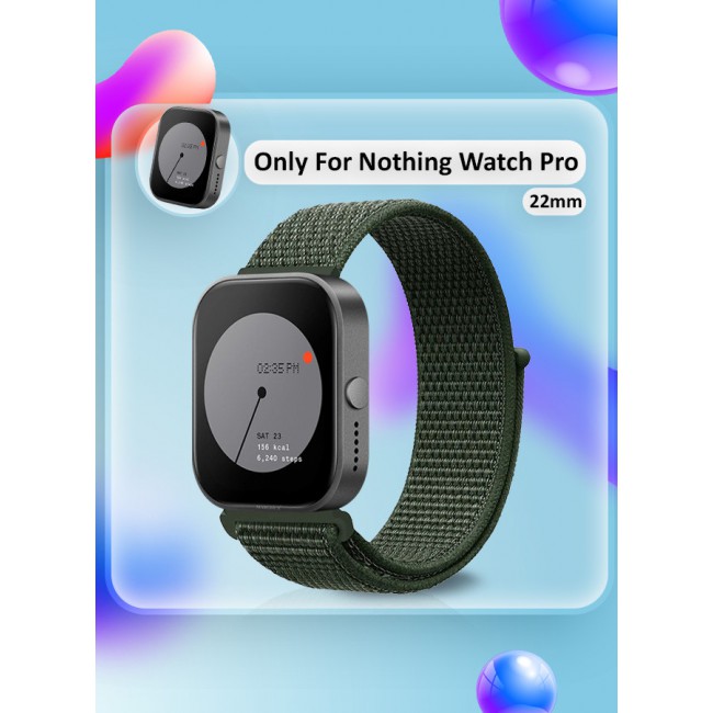 MARGOUN (for Nothing Watch Pro 22mm) Nylon Strap,Quick Release Bands for Women Men Sport Wristband Strap Dark Green