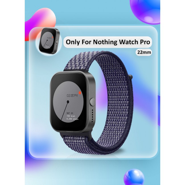 MARGOUN (for Nothing Watch Pro 22mm) Nylon Strap,Quick Release Bands for Women Men Sport Wristband Strap Dark Blue/White