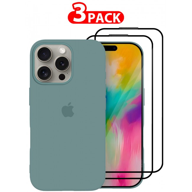 MARGOUN for iPhone 16 Pro 3 Pack Case and 2 Screen Protectors, Slim Silicone Case, Full Covered Anti Scratch Shockproof Protective Cover /3
